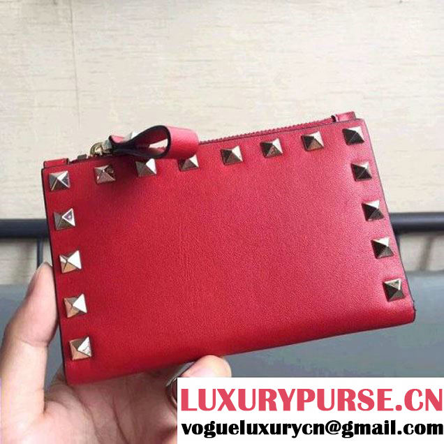 Valentino Garavani Rockstud Coin Purse and Card Case Red 2017 (JD-7091221 )