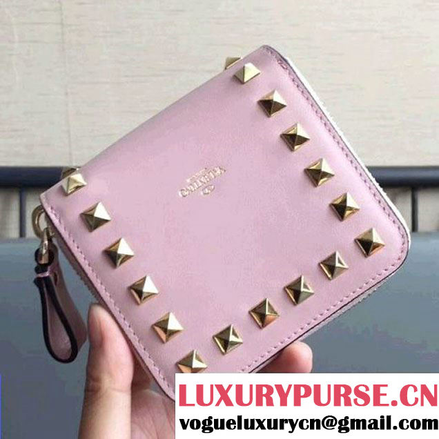 Valentino Rockstud Compact Zip Wallet Pink (JD-7090713 )