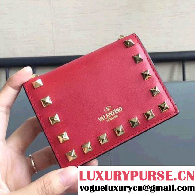 Valentino Compact Rockstud Wallet Red (JD-7090710 )