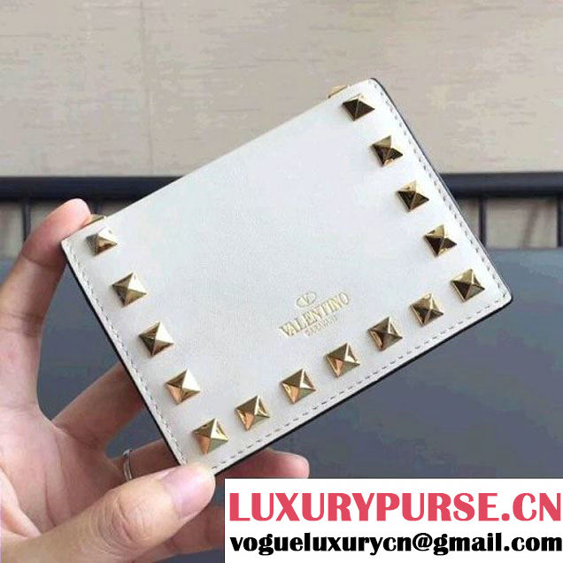 Valentino Compact Rockstud Wallet White (JD-7090709 )