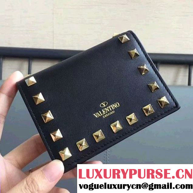 Valentino Compact Rockstud Wallet Black (JD-7090708 )