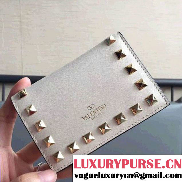 Valentino Compact Rockstud Card Holder White (JD-7090704 )