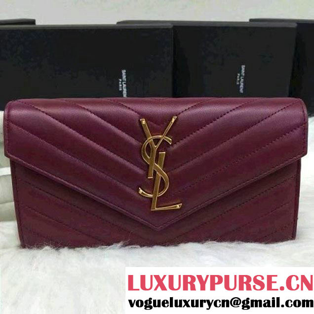 S. 372264 Large Flap Wallet In Lambskin Burgundy 2016 (1A061-6081621 )