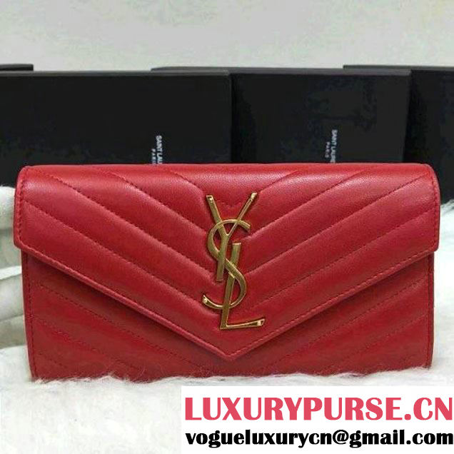 S. 372264 Large Flap Wallet In Lambskin Red 2016 (1A061-6081622 )