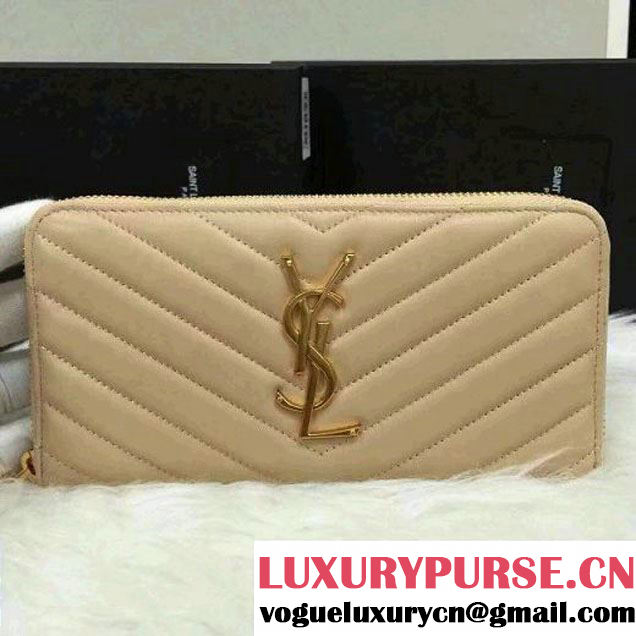 S. 358094 Zip Around Wallet In Lambskin Beige 2016 (1A061-6081626 )