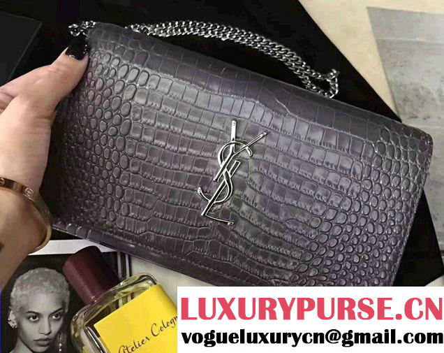 Saint Laurent Classic Flap Front Monogram Chain Wallet Bag Crocodile Embossed 377829/442015 2017