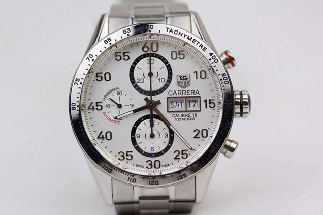 Tag Heuer Carrera Calibre 16 Chronograph White on Bracelet A7750